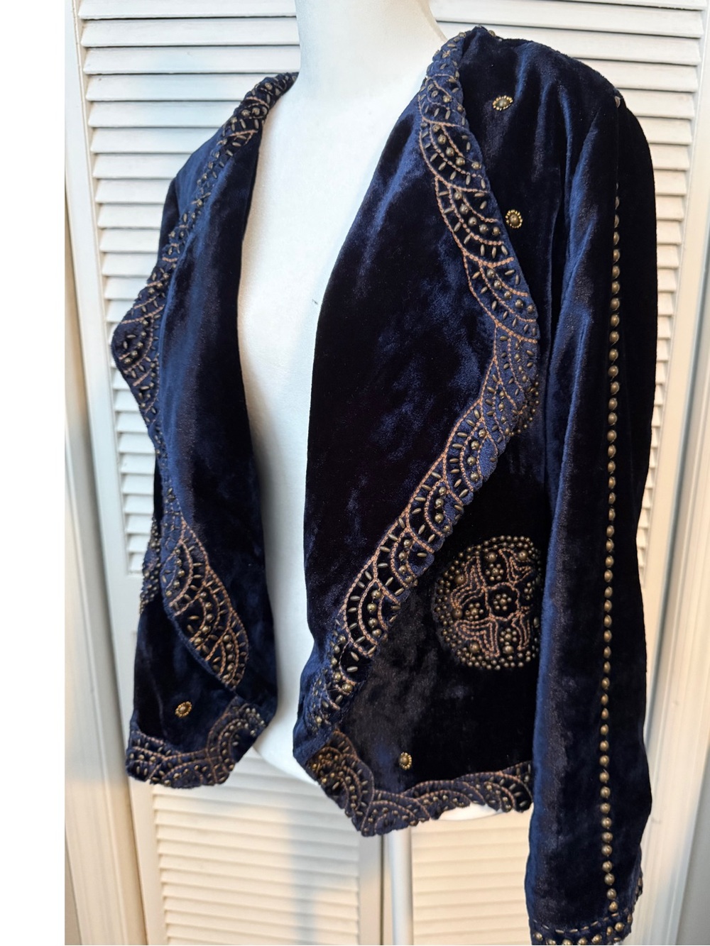 Soft Surroundings Velvet Celestial Blue Womens Jacket Sharkbite Hem Whimsigoth